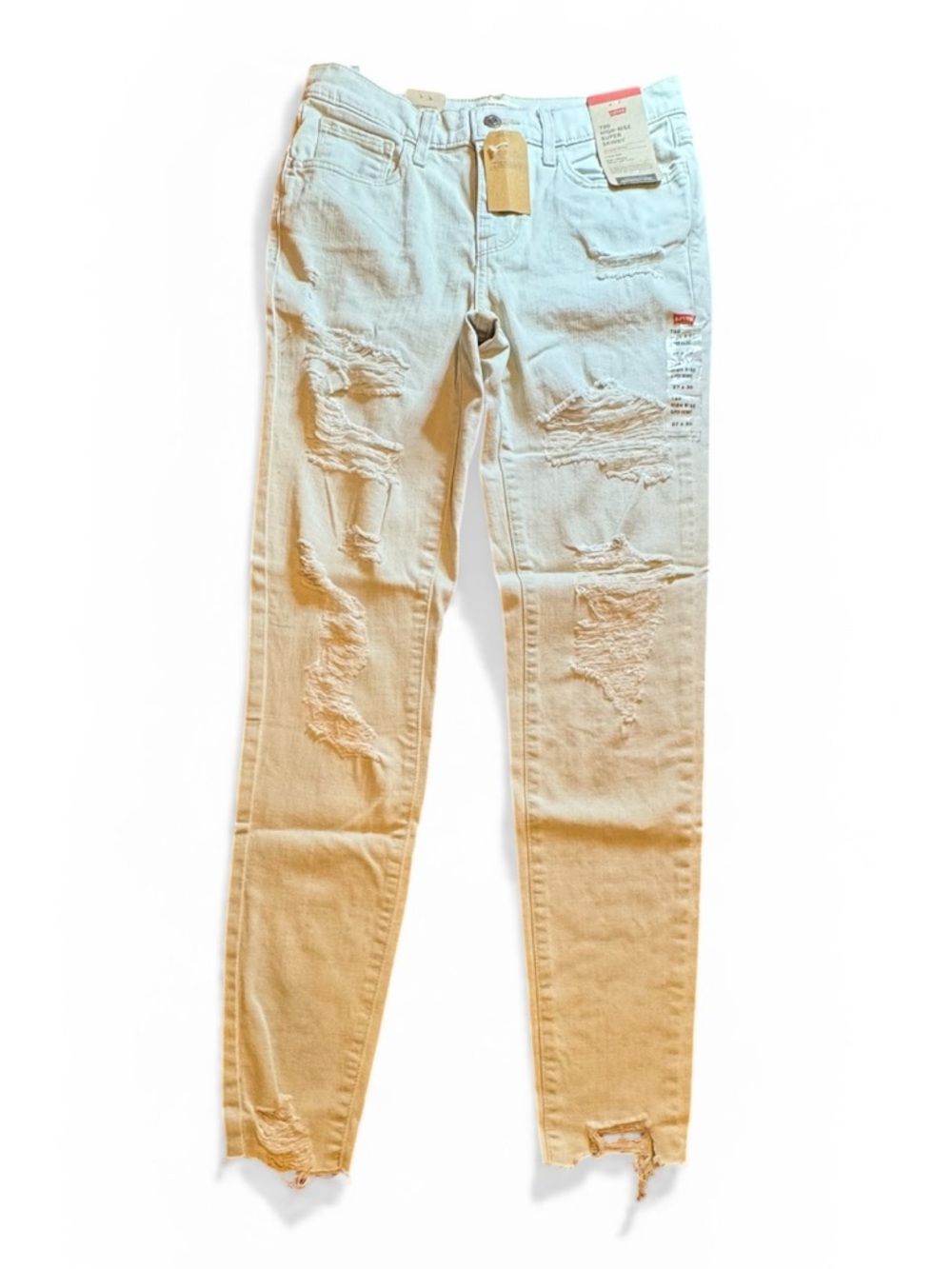 Levi's 720 High Rise Super Skinny Jeans in Light Wash Distressed Stretch Denim